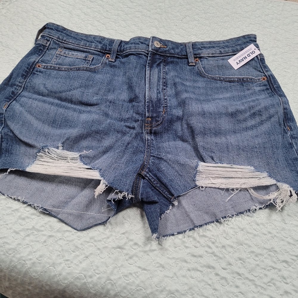 Distressed Denim Shorts Old Navy Jean Shorts High Rise OG Straight 3"  16 New